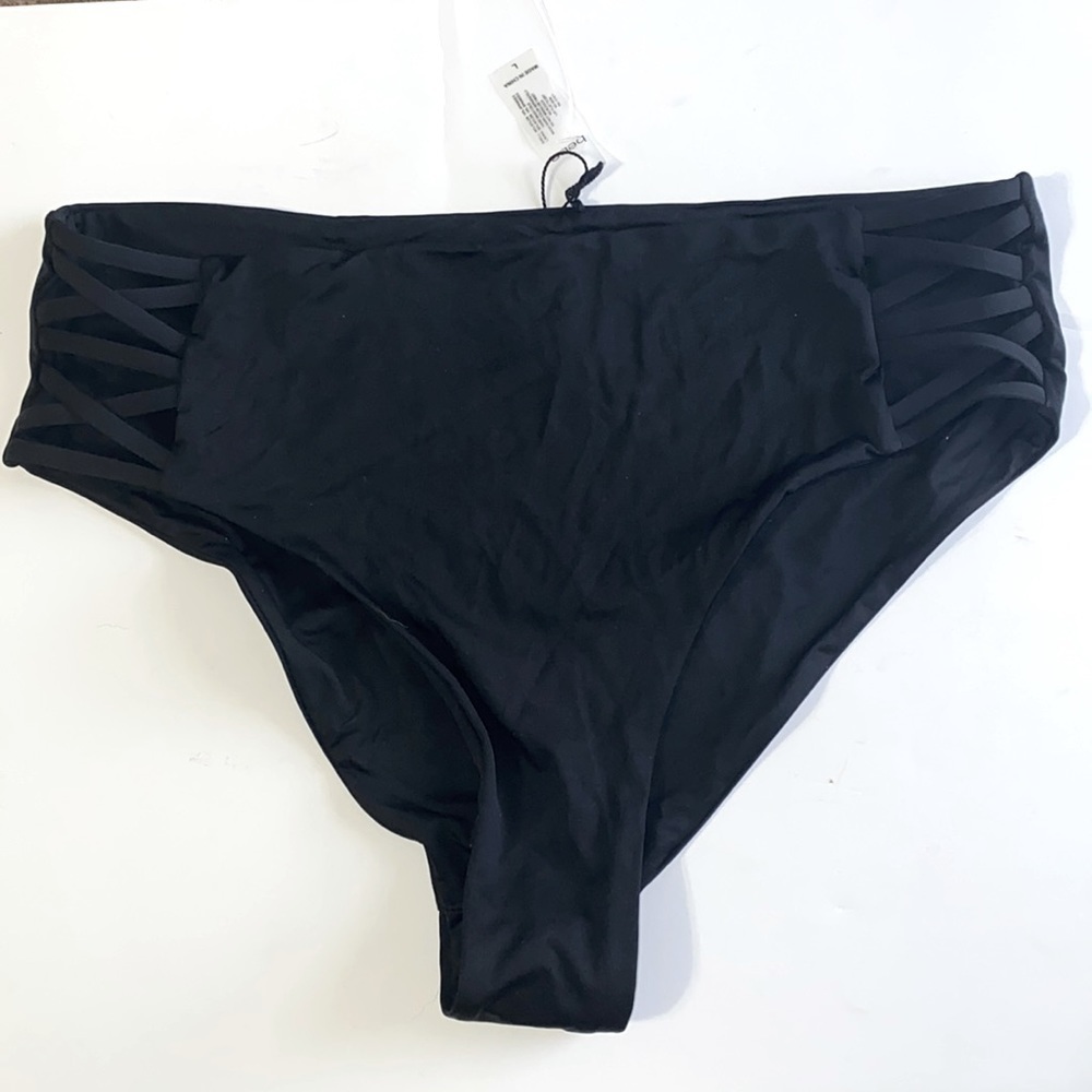 Bebe Black High waist Criss Cross Bikini Bottoms